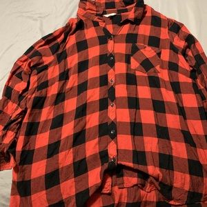 Women’s burnt orange flannel long sleeve top
